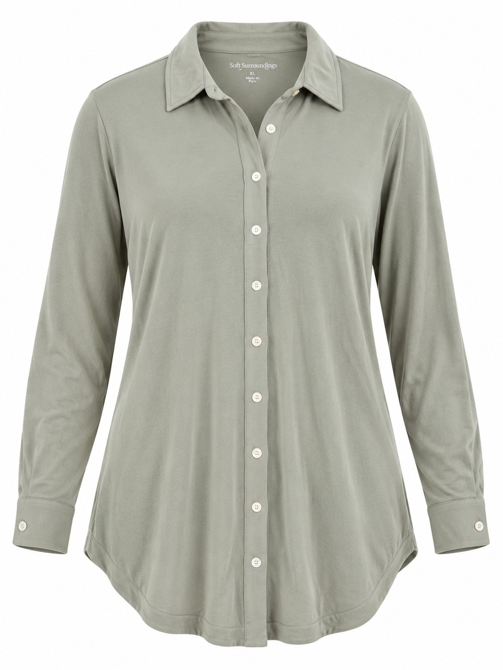 SOFT SURROUNDINGS | Modal Sage Crossover Back Button Down Tunic Shirt | XL